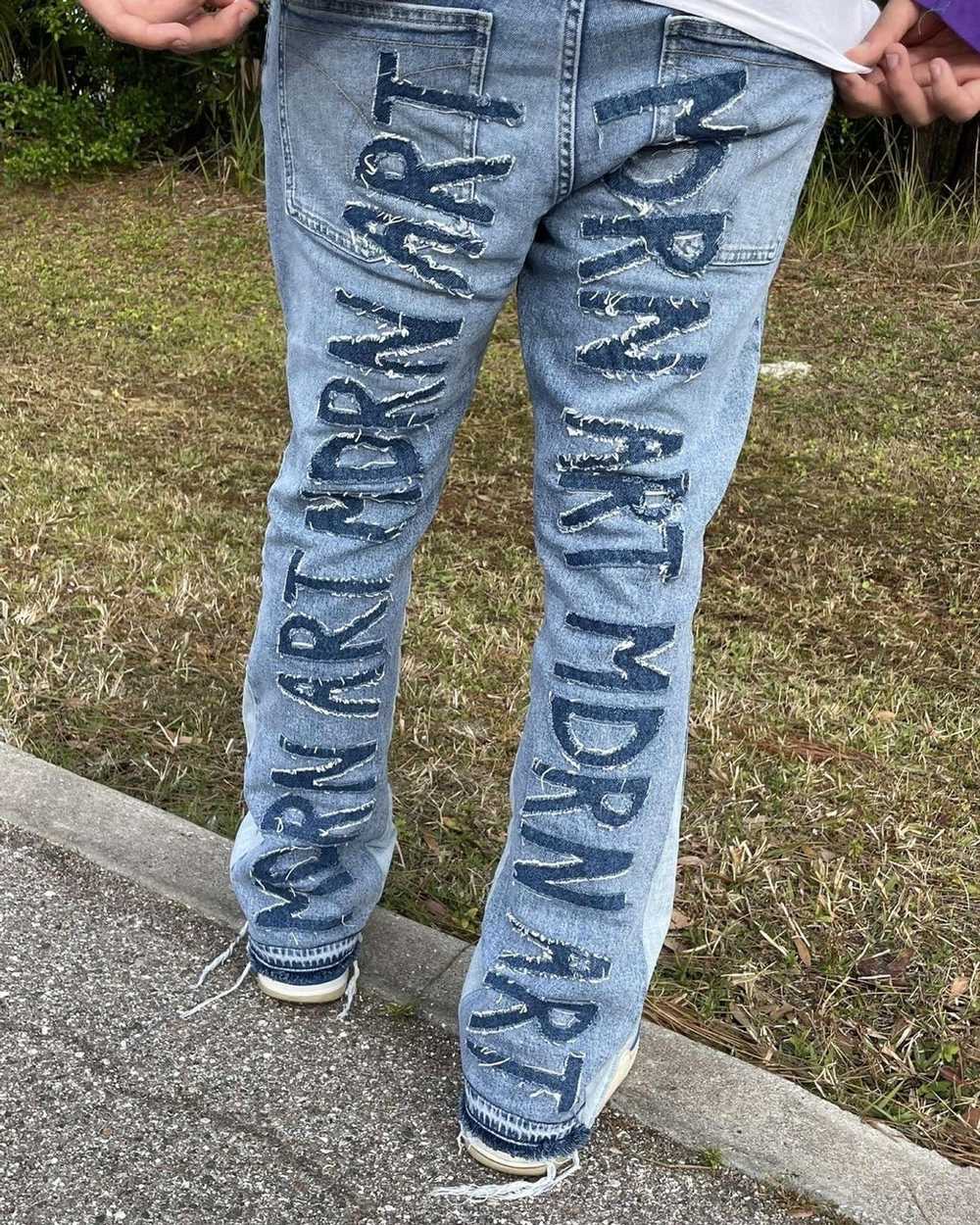 Custom × Streetwear × Vintage MDRN ART Flare Jeans - image 6
