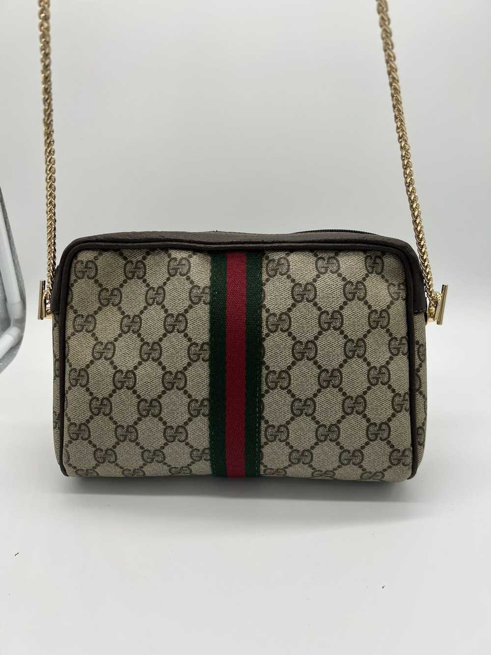 Gucci Authentic GUCCI Web Sherry Line Bag Pvc Bro… - image 2