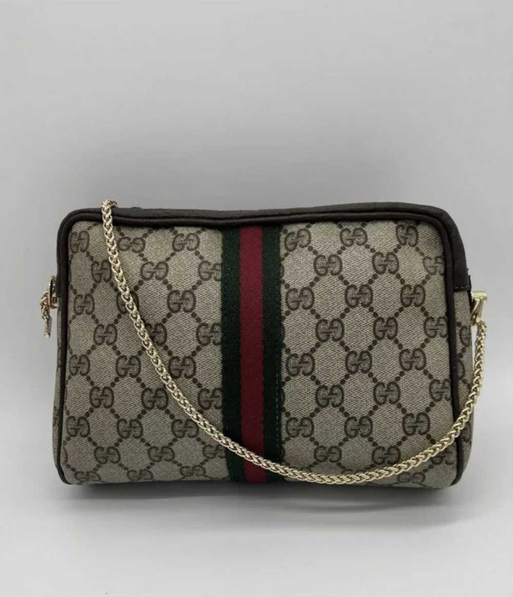 Gucci Authentic GUCCI Web Sherry Line Bag Pvc Bro… - image 5