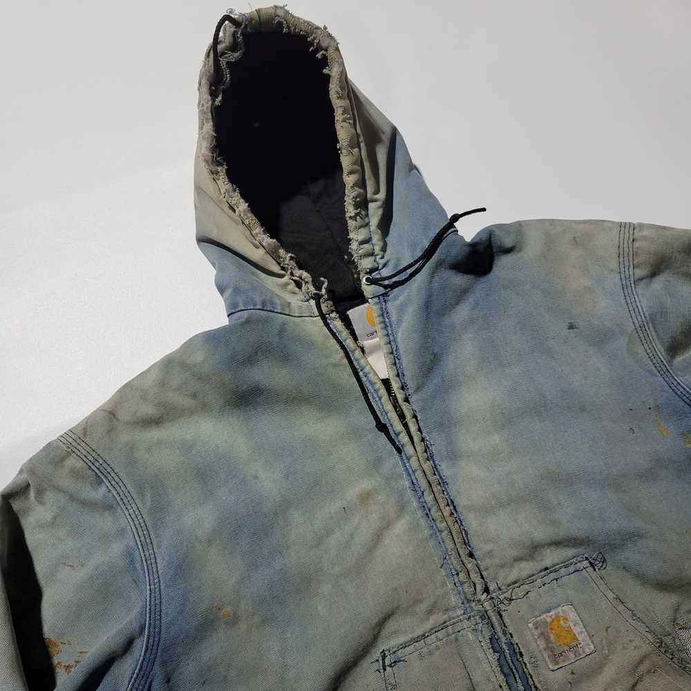 Carhartt Distressed Carhartt Jacket Hoodie Blue F… - image 4