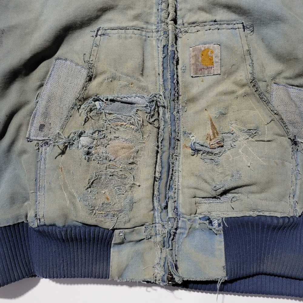 Carhartt Distressed Carhartt Jacket Hoodie Blue F… - image 5
