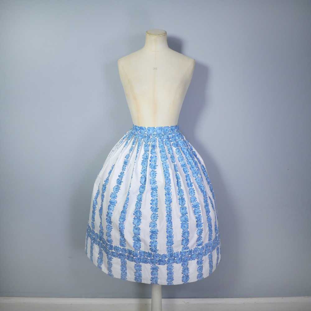 50s 2 PIECE BLUE FLORAL FULL SKIRT AND PEPUM SUN … - image 10