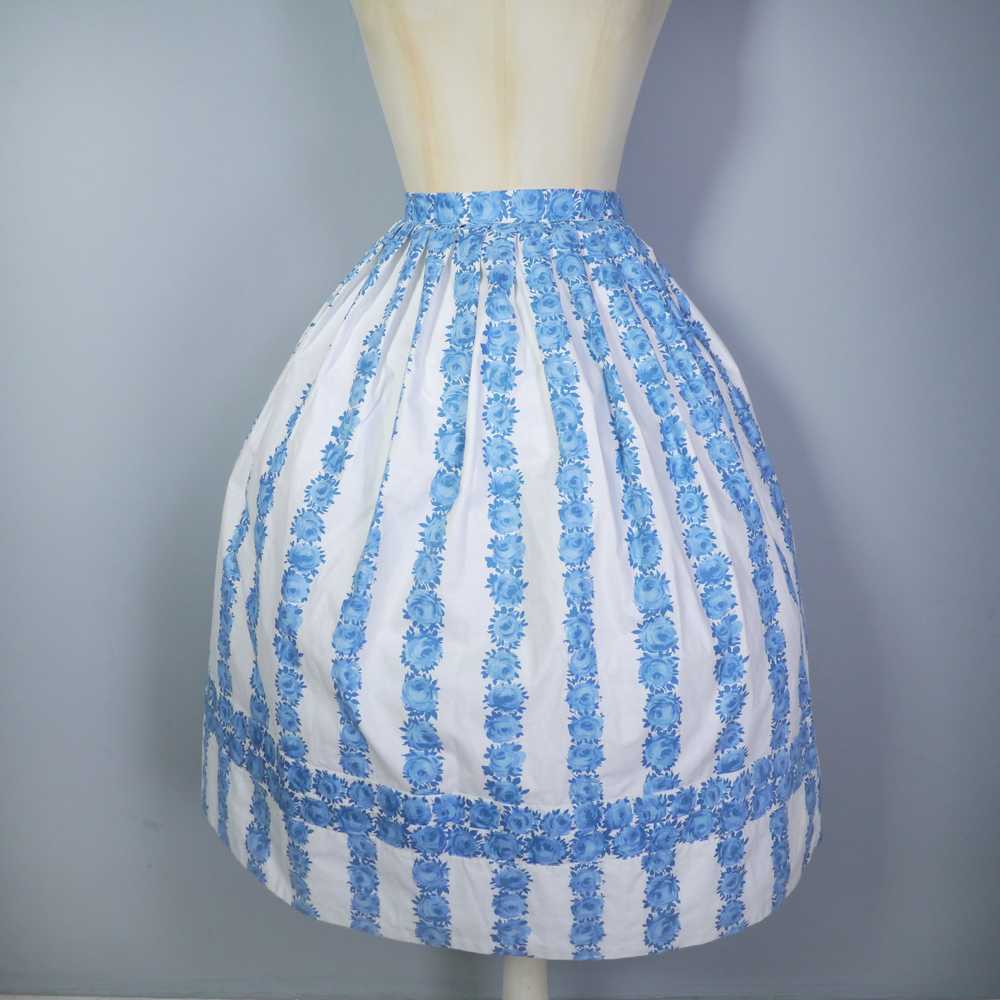 50s 2 PIECE BLUE FLORAL FULL SKIRT AND PEPUM SUN … - image 11