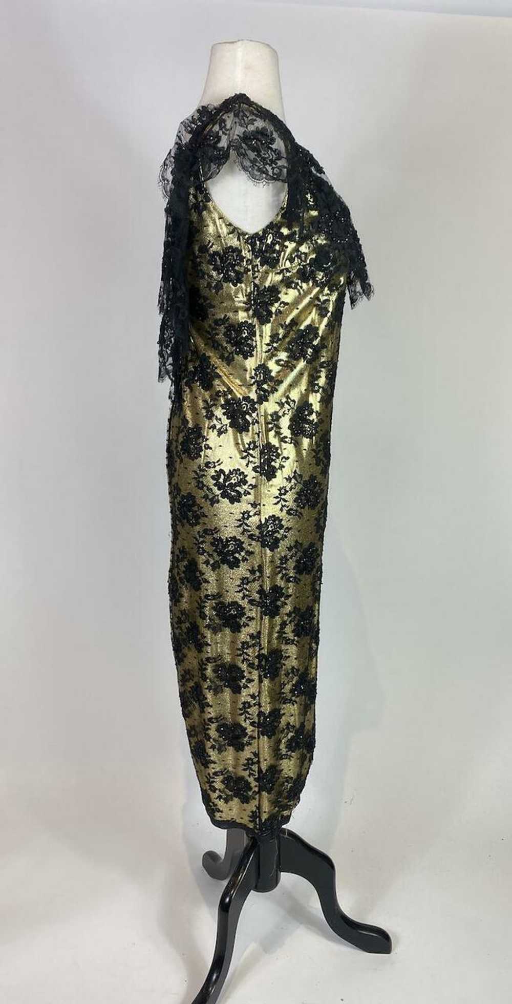1950s - 1960s Gold Lace Overlay Sequin Dress - image 4