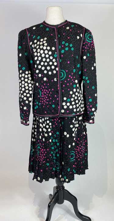 1980s - 1990s Saks Fifth Avenue Quilted Polka Dot 