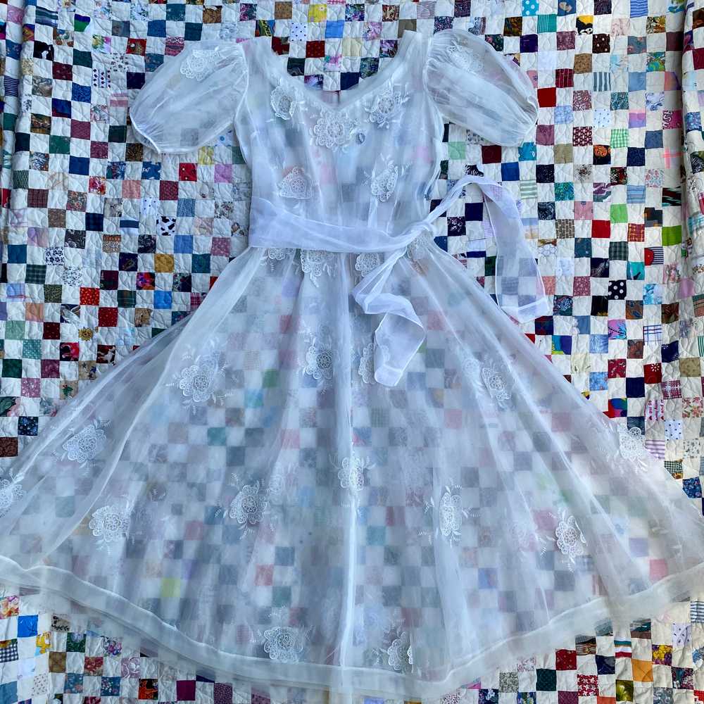 Sheer organza white 1940's/30's dress - image 2