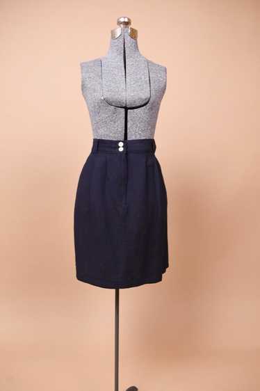 Navy Linen Skirt by Giorgio Sant Angelo, L