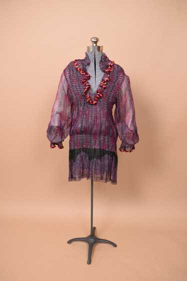 Purple Designer Silk Dress by Anna Sui, M