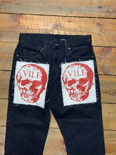 Custom × Vintage Vile skull jeans - image 1