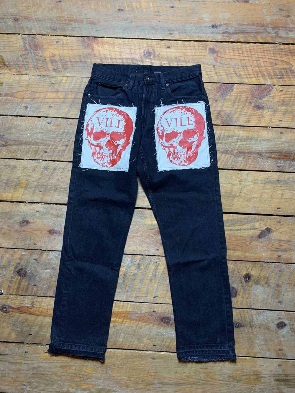 Custom × Vintage Vile skull jeans - image 2