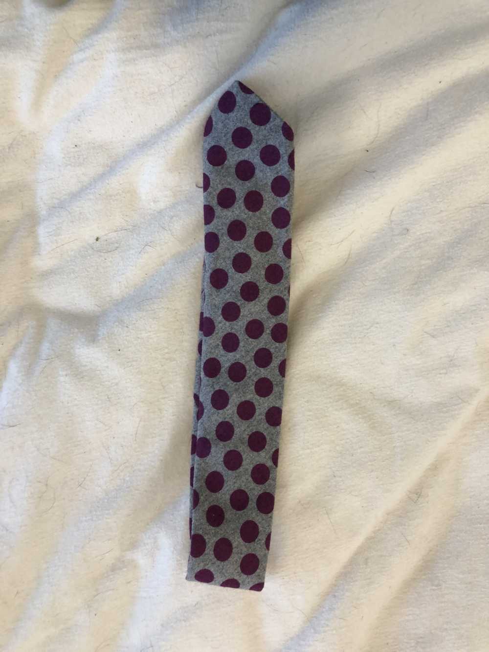 Ted Baker Ted Baker Silk Tie - Gray + Purple Dots… - image 1