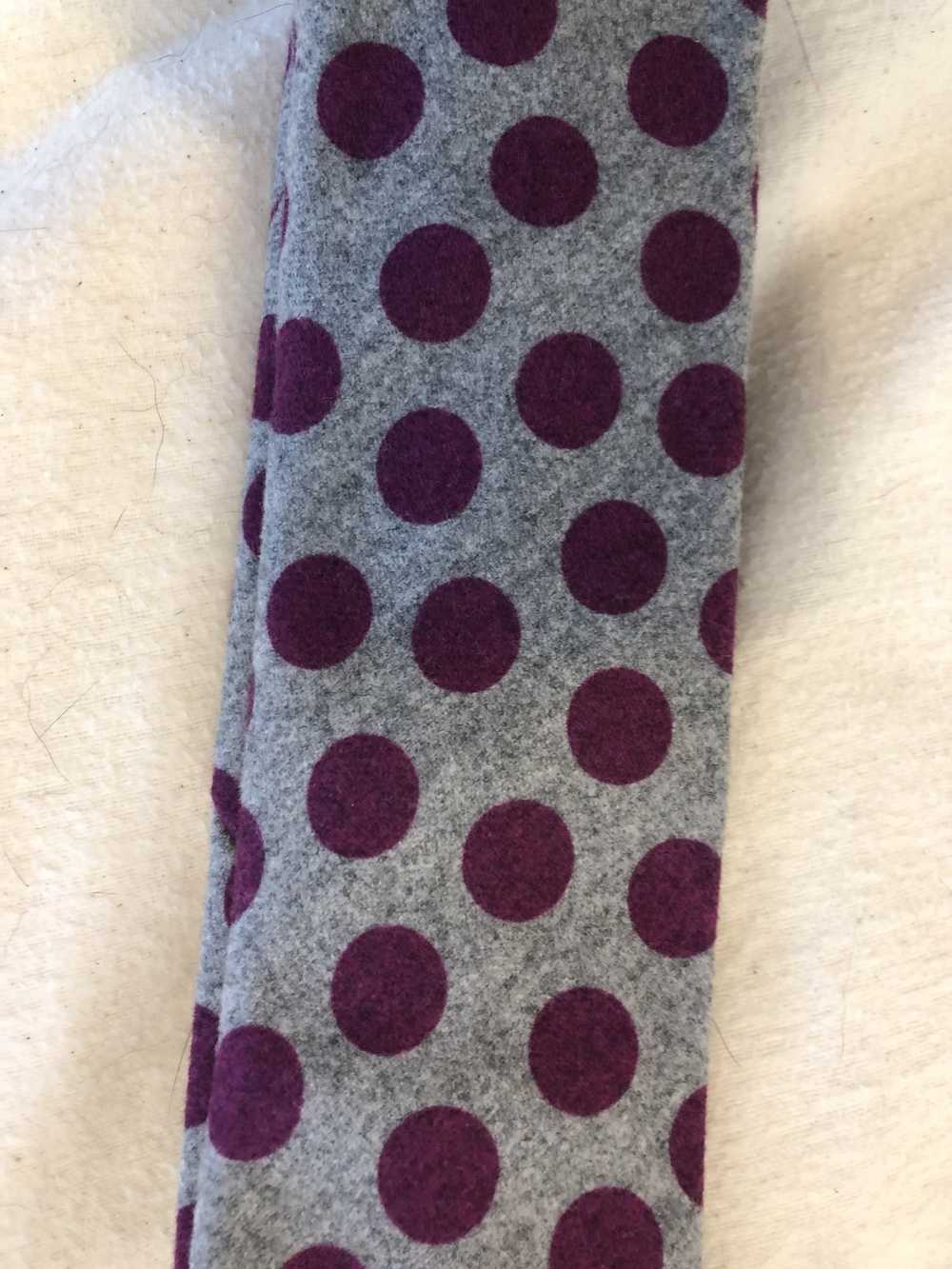 Ted Baker Ted Baker Silk Tie - Gray + Purple Dots… - image 2