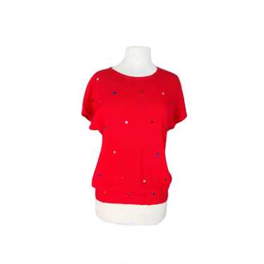 Vintage Vintage Red Bedazzled Petite Short Sleeve… - image 1