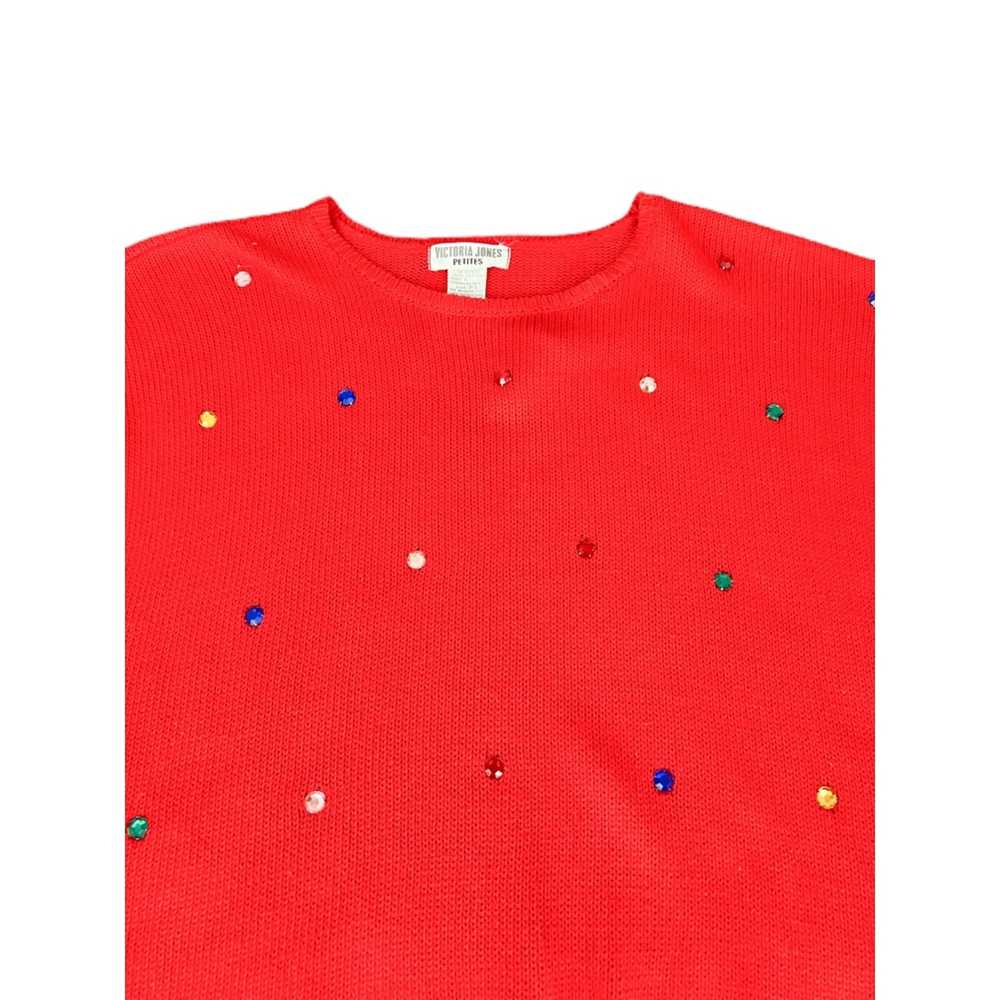 Vintage Vintage Red Bedazzled Petite Short Sleeve… - image 3