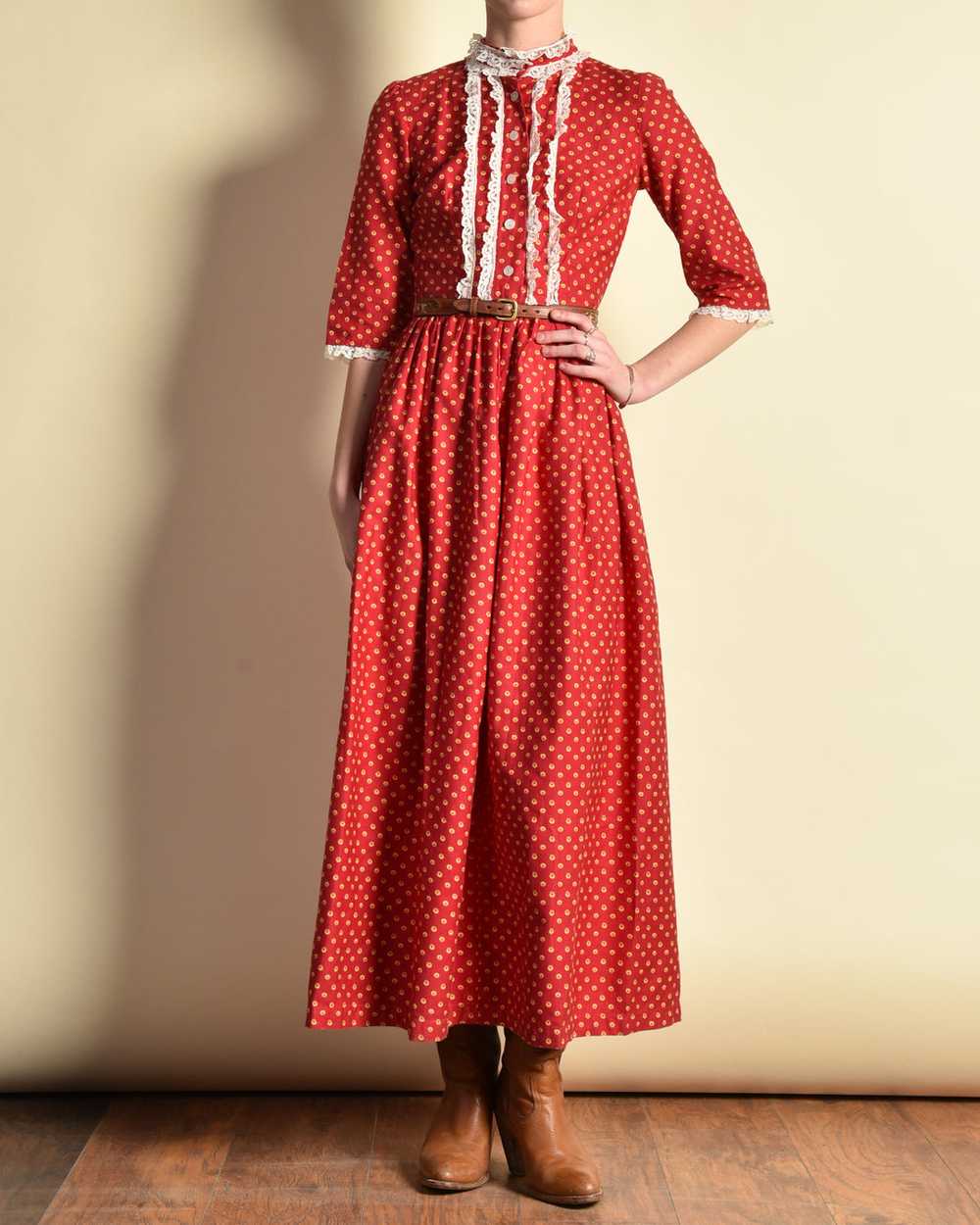 Lucinda 1940s Cotton Prairie Dress - image 3