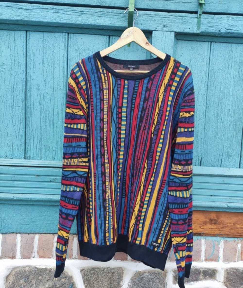 Art × Coloured Cable Knit Sweater × Coogi Vintage… - image 1