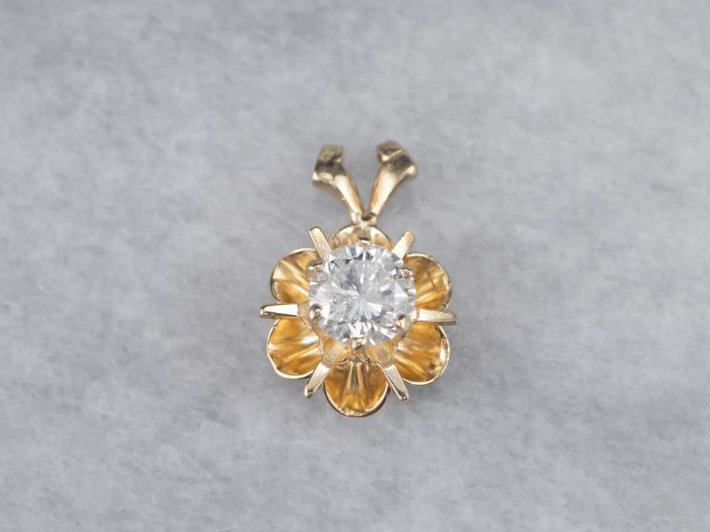 Golden Buttercup Diamond Pendant - image 2