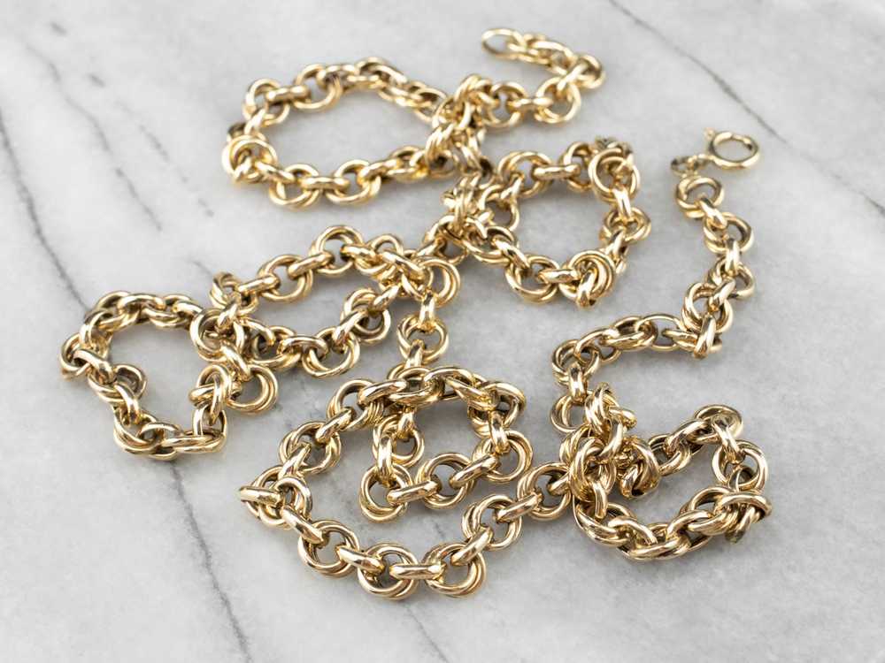 14K Gold Long Chunky Chain Necklace - image 2