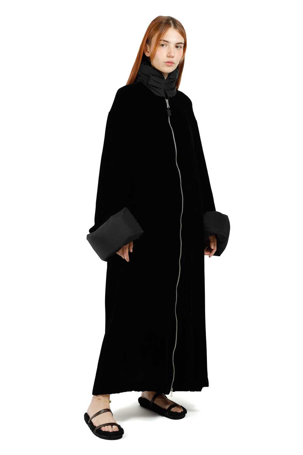 JEAN PAUL GAULTIER Hooded padded-cuff velvet coat… - image 3