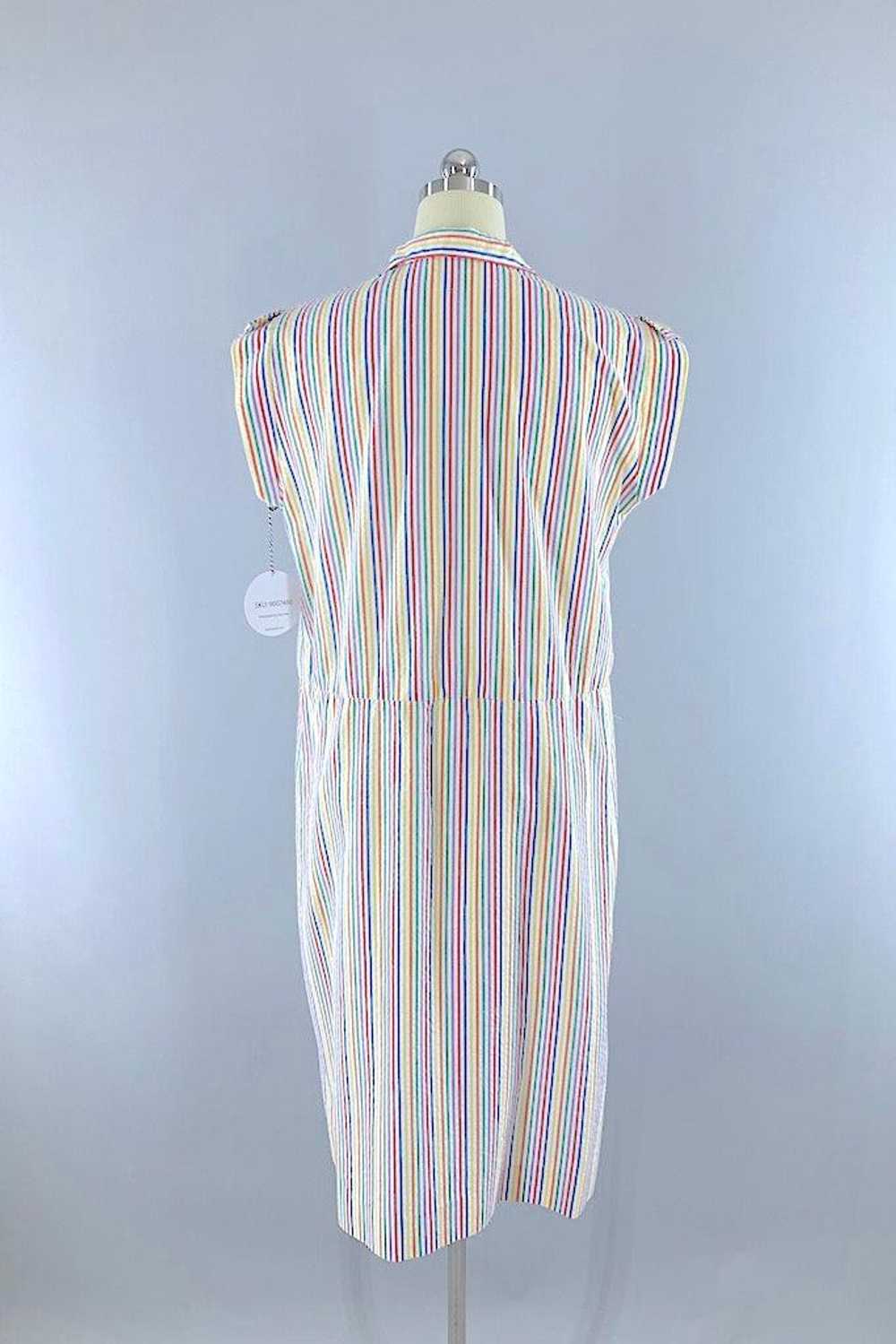 Vintage Rainbow Seersucker Dress - image 4