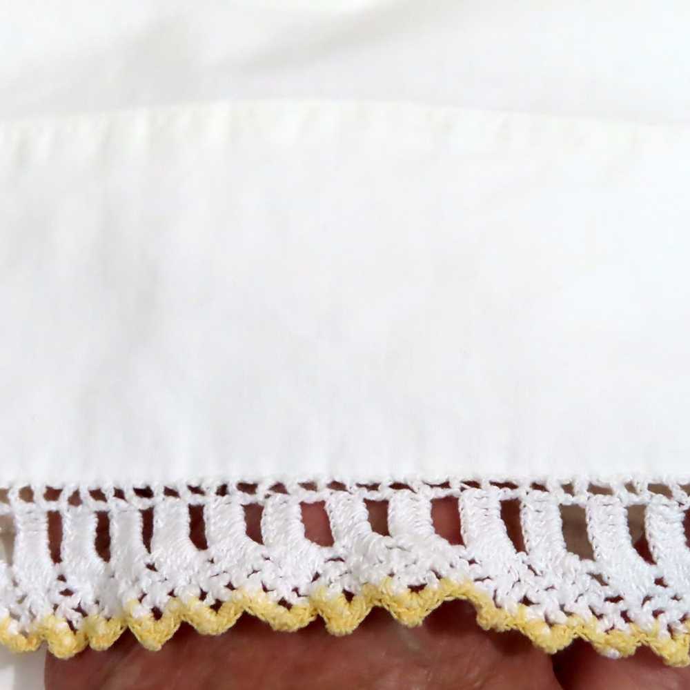 Pair Vintage White Pillowcases Hand Crochet Lace … - image 3
