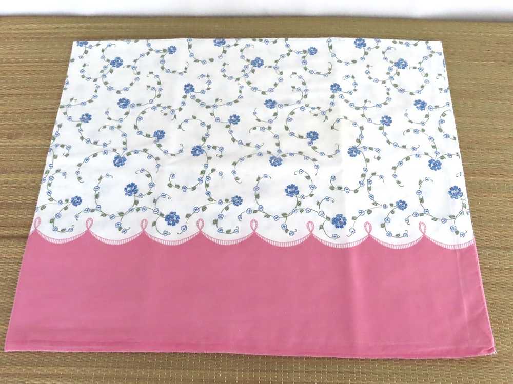 Vintage Feedsack Fabric Pillowcase Pink White Blu… - image 1
