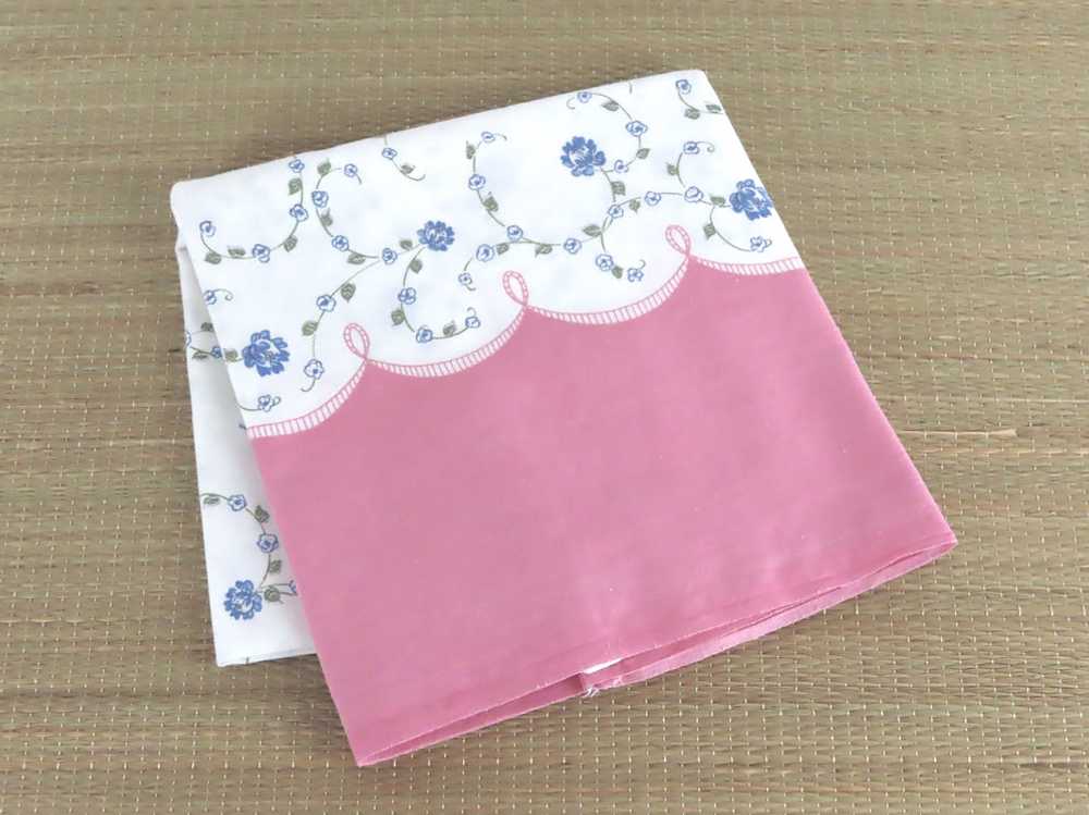 Vintage Feedsack Fabric Pillowcase Pink White Blu… - image 3