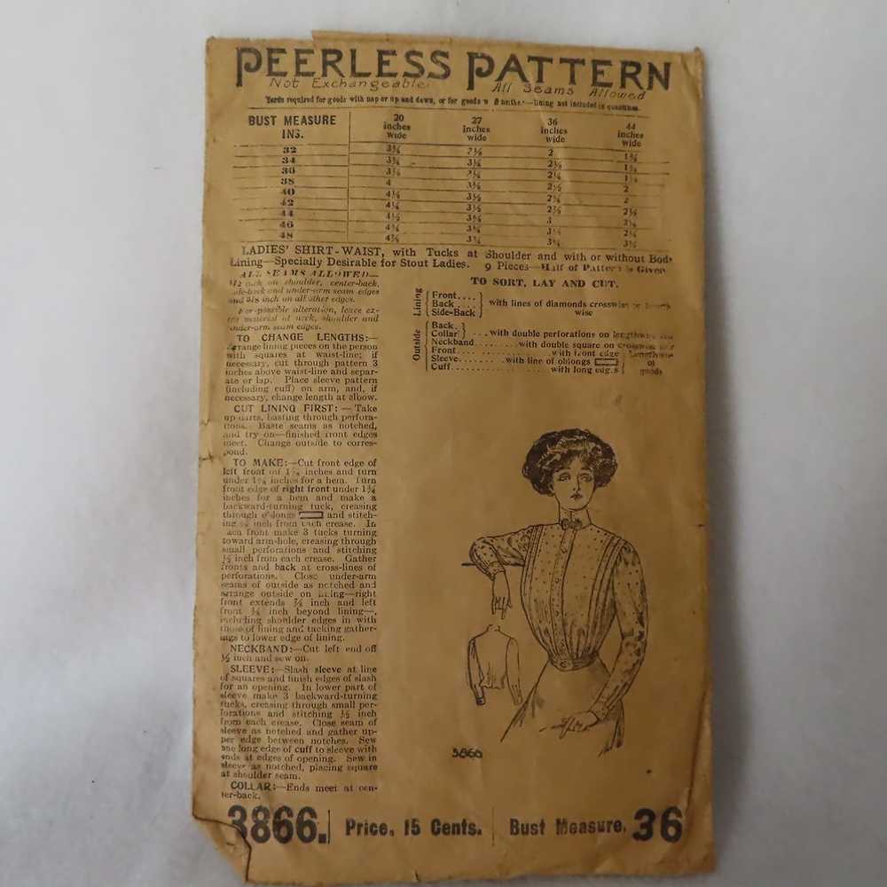 Antique Peerless Sewing Pattern Gibson Style Blou… - image 1