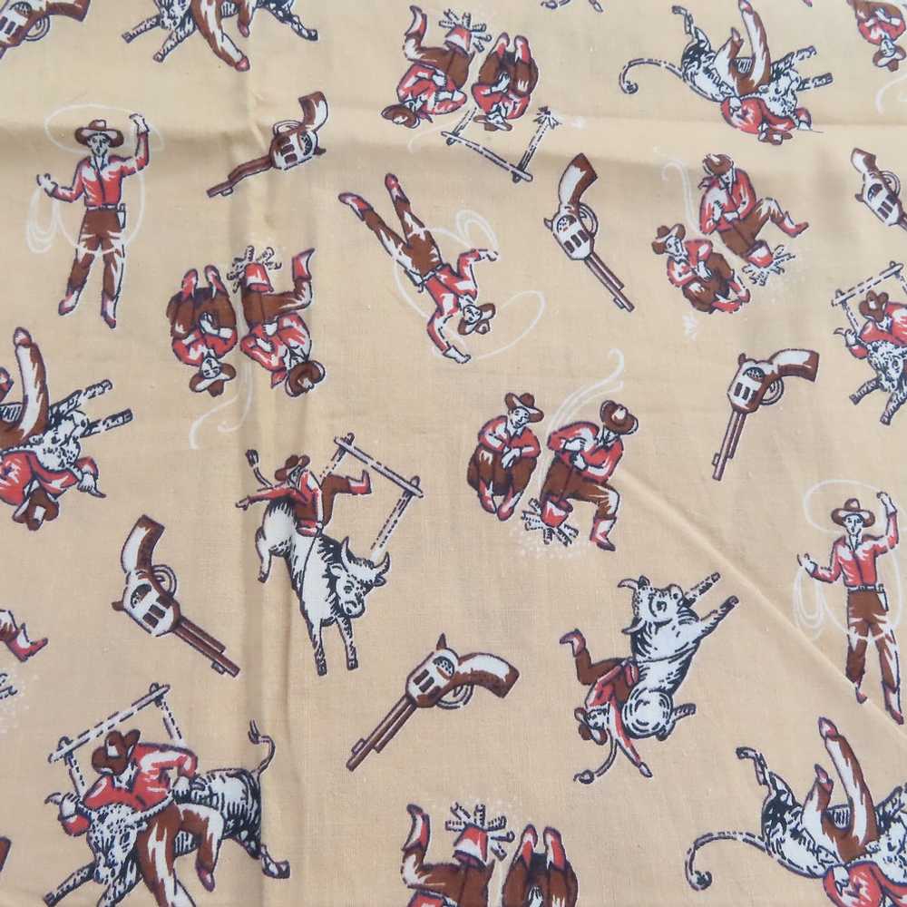 Vintage Western Print Cotton Fabric Cowboys Horse… - image 3