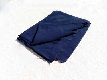 Vintage Solid Dark Blue Rayon Crepe Fabric 3 yd 1… - image 1
