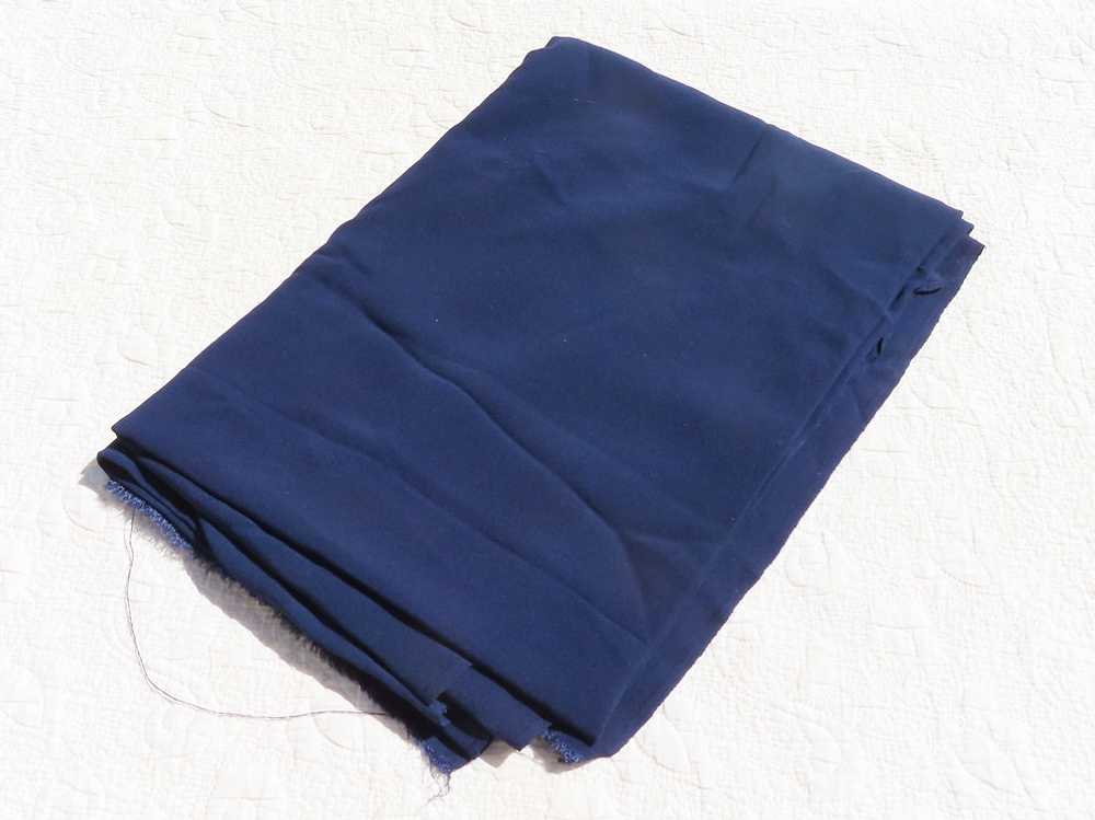 Vintage Solid Dark Blue Rayon Crepe Fabric 3 yd 1… - image 2