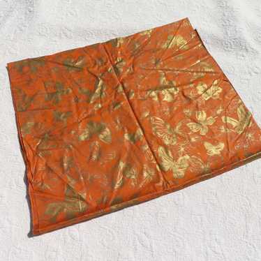 Vintage VIP Fabric Orange Gold Metallic Butterlies - image 1