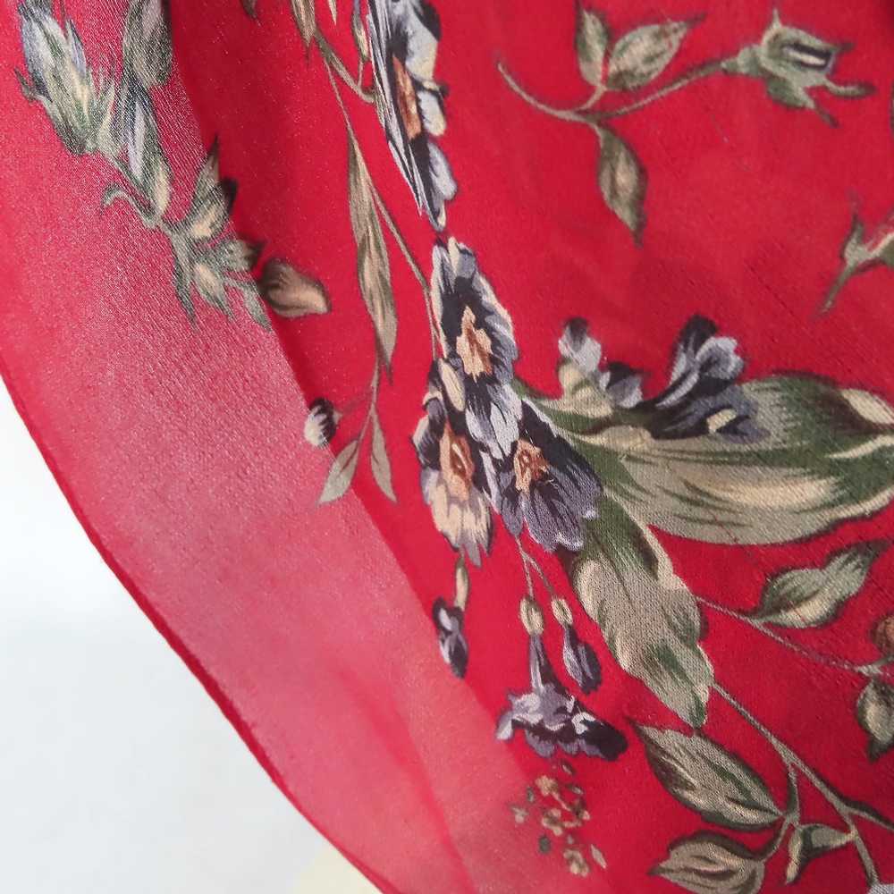 Vintage Laura Ashley Sheer Silk Red Floral Scarf Gem