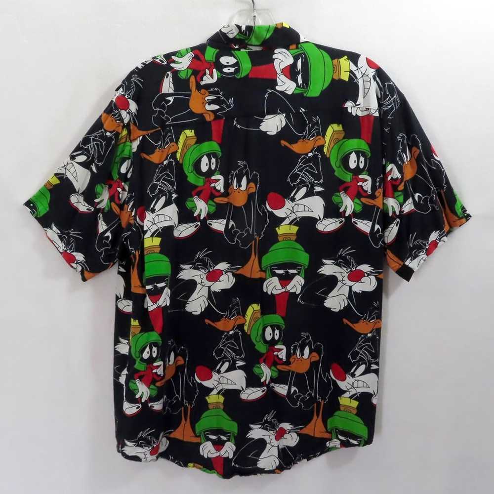 Vintage 90s Looney Tunes Shirt Black Rayon Daffy … - image 2