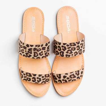 Soda Cheetah Leopard Print Pattern Double Strap S… - image 1