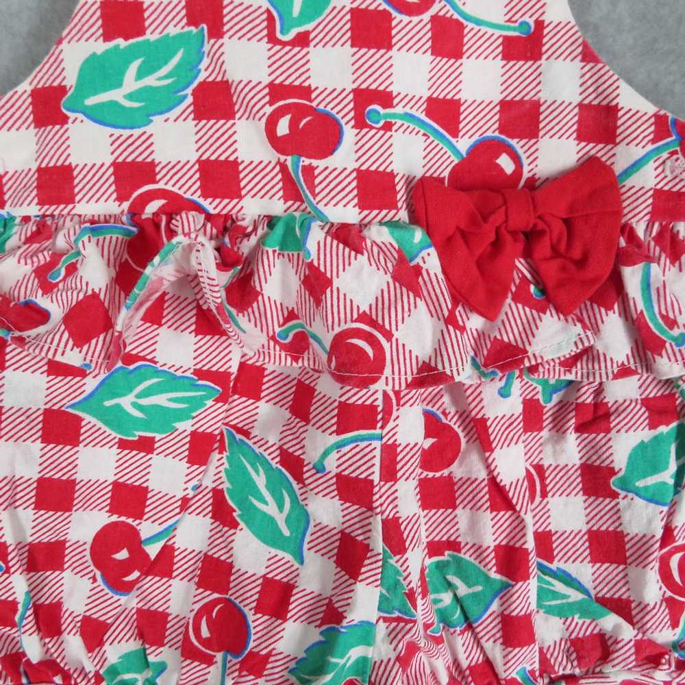 Vintage 90s Cherry Gingham Red White Baby Romper … - image 2