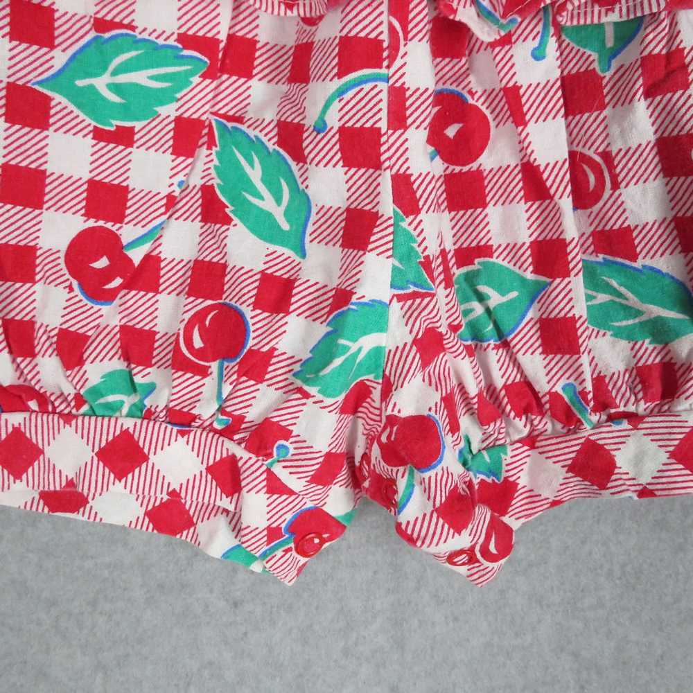 Vintage 90s Cherry Gingham Red White Baby Romper … - image 4