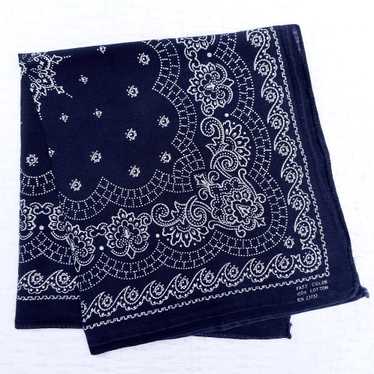 Vintage Dark Blue Bandana Intricate Floral Print … - image 1