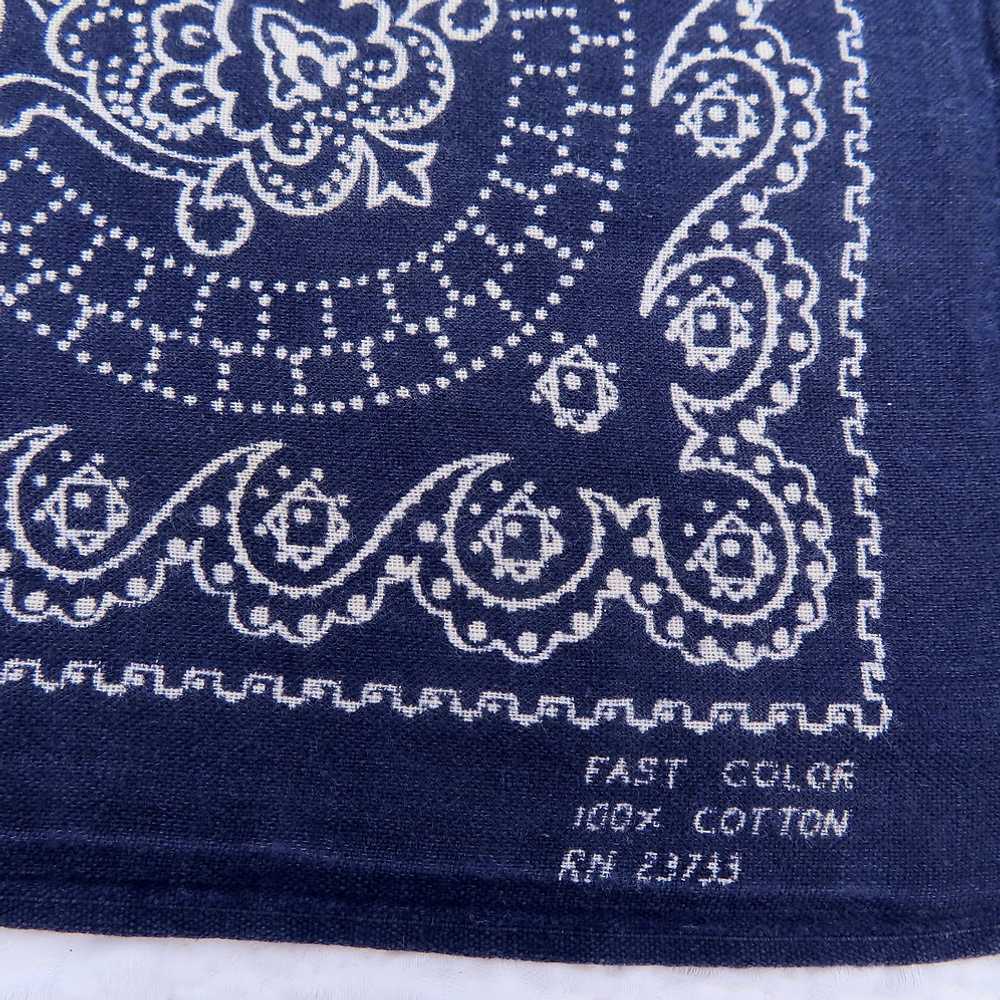 Vintage Dark Blue Bandana Intricate Floral Print … - image 3