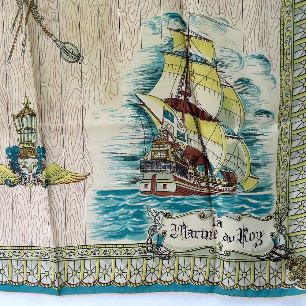 Vintage Nautical Print Silk Scarf Old Sailing Shi… - image 4