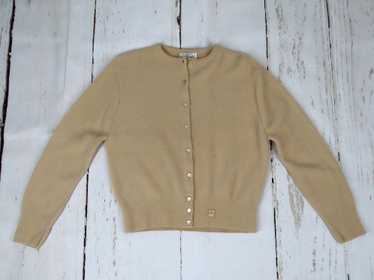 NOS Vintage 60s Beige Cardigan Sweater Campus Que… - image 1