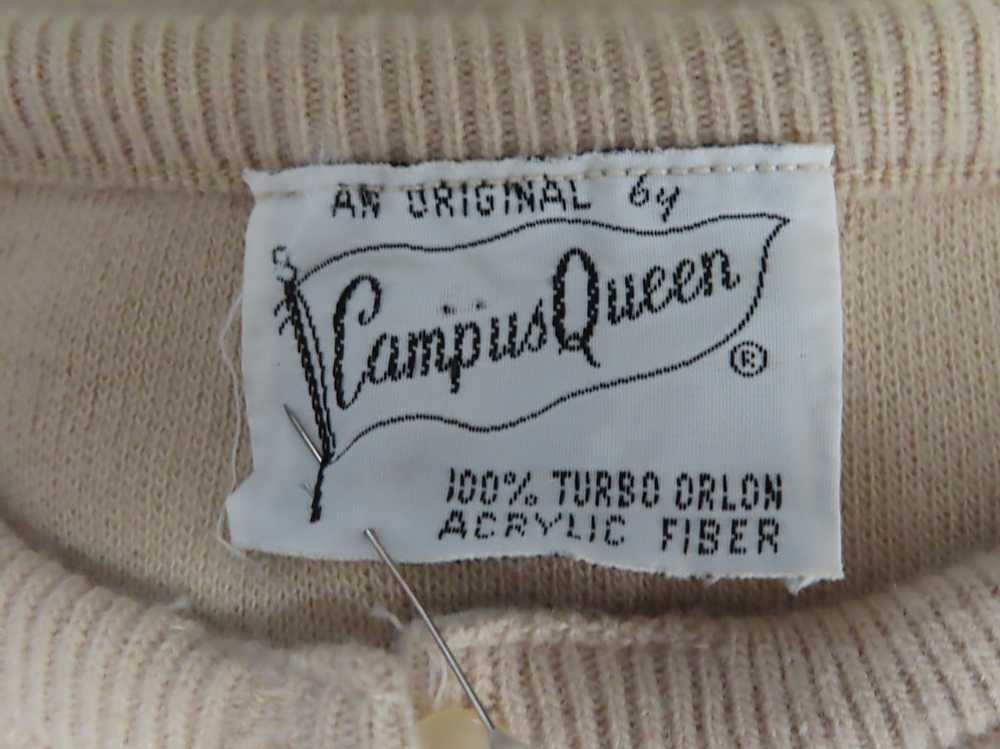 NOS Vintage 60s Beige Cardigan Sweater Campus Que… - image 3