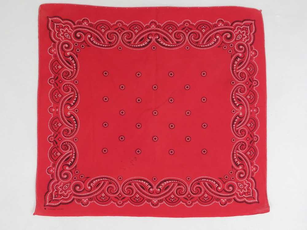 Vintage Red Paisley Bandana Washfast Colors White… - image 1