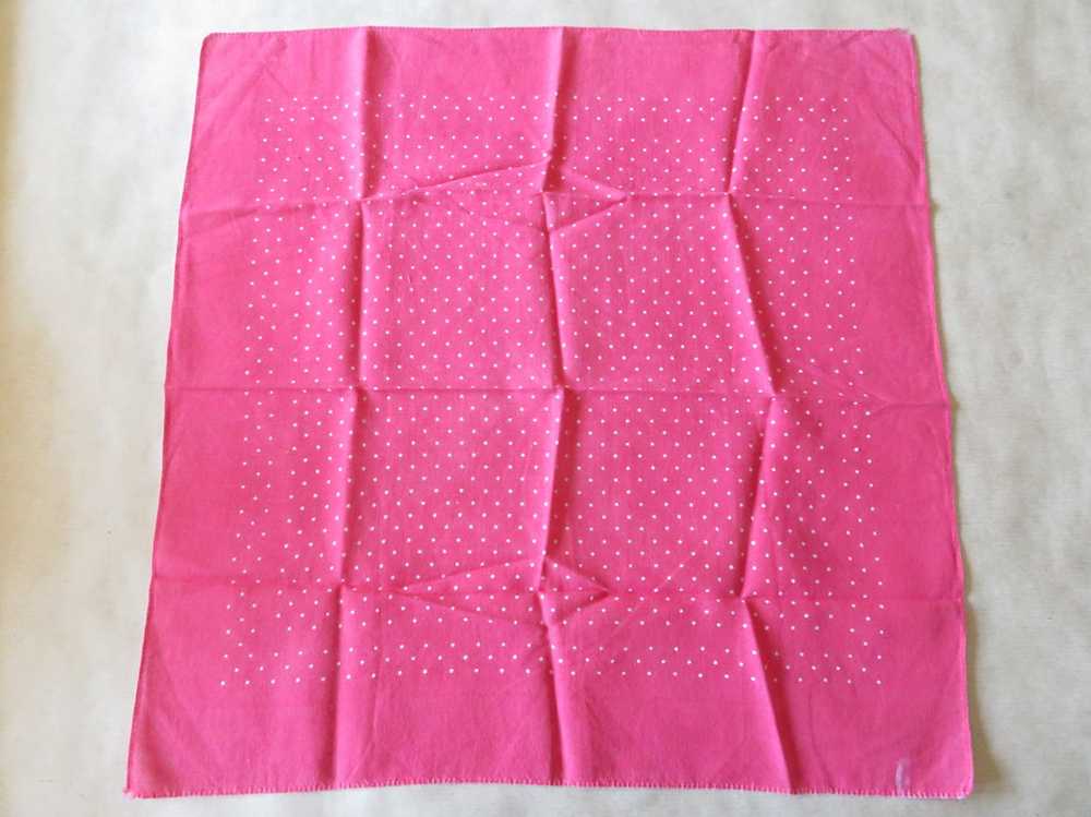 Vintage Pink White Polka Dot Bandana Handkerchief… - image 1