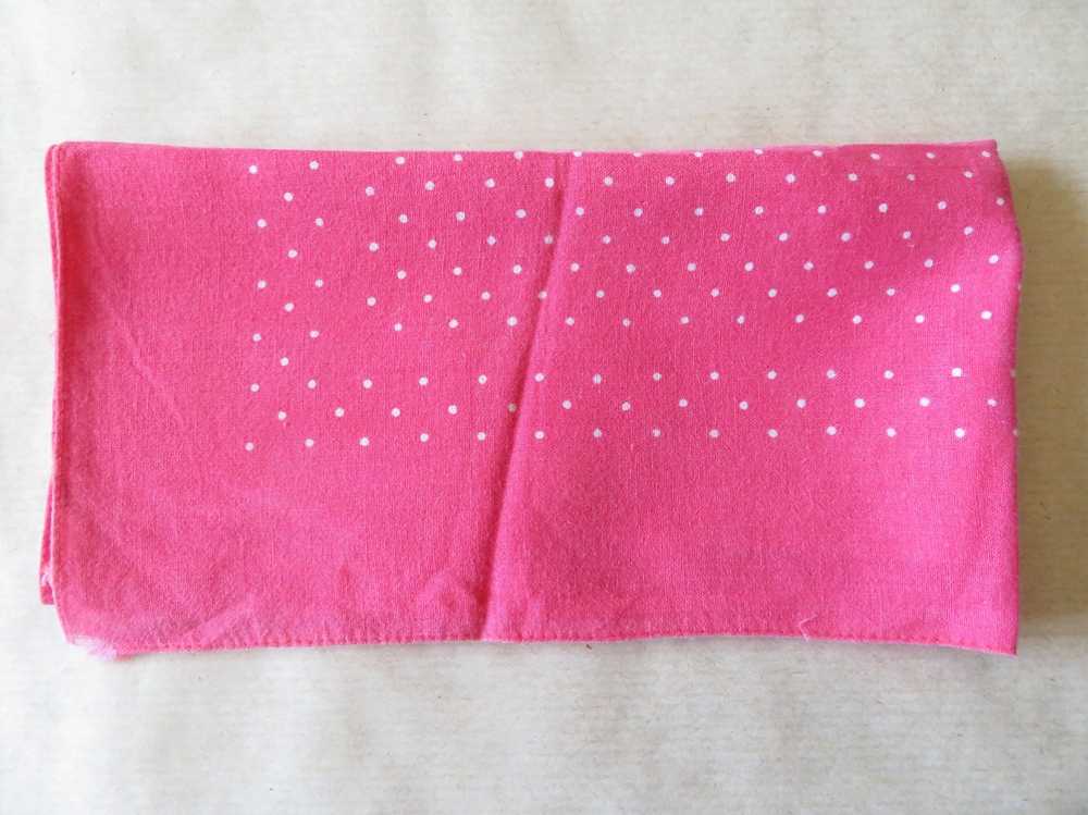 Vintage Pink White Polka Dot Bandana Handkerchief… - image 3