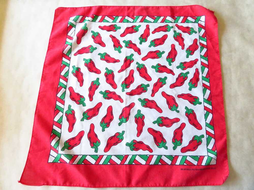 Vintage Bandana Handkerchief Chili Peppers Hav-a-… - image 2