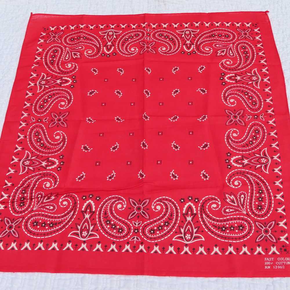 Vintage Red Bandana Handkerchief Paisley Fast Col… - image 3