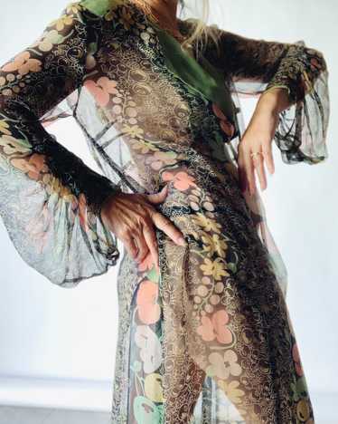 1920’s Floral Silk Chiffon Dress - image 1