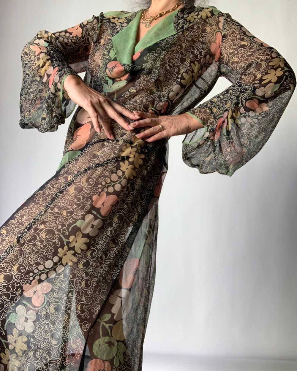 1920’s Floral Silk Chiffon Dress - image 2
