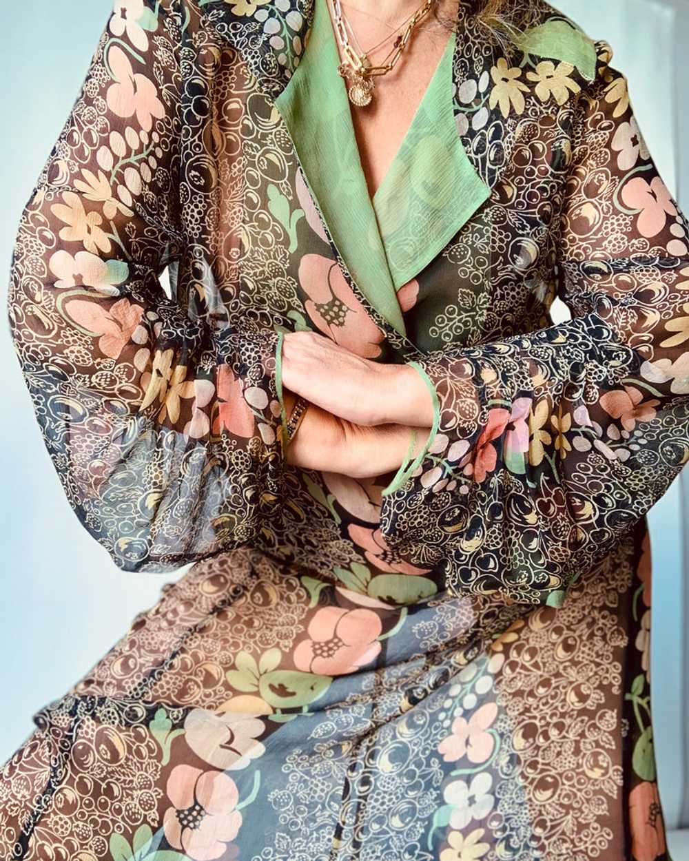 1920’s Floral Silk Chiffon Dress - image 5
